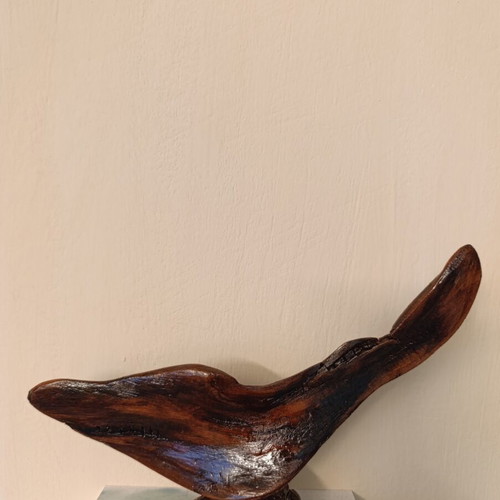 Driftwood Art Sculpture Whale new, handcrafted wooden decor
