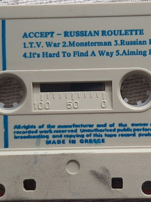 Accept Russian Roulette cassette used, metal, Greek copy