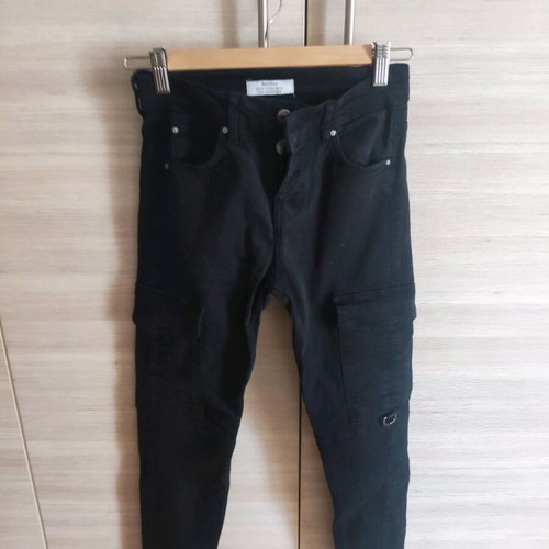Bershka black pants with pockets, military style, like new, size S