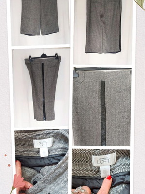 LOFT by Ann Taylor vintage ζιπ κιλότ με ψαροκόκαλο και πλαϊνές λωρίδες με παγιέτες, L/XL