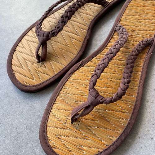 H&M sandals new with straw sole and braided brown straps size 40