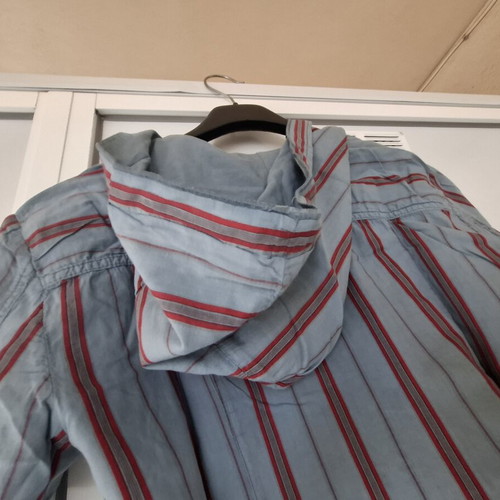 Attrattivo summer shirt used, blue with red stripes and hood