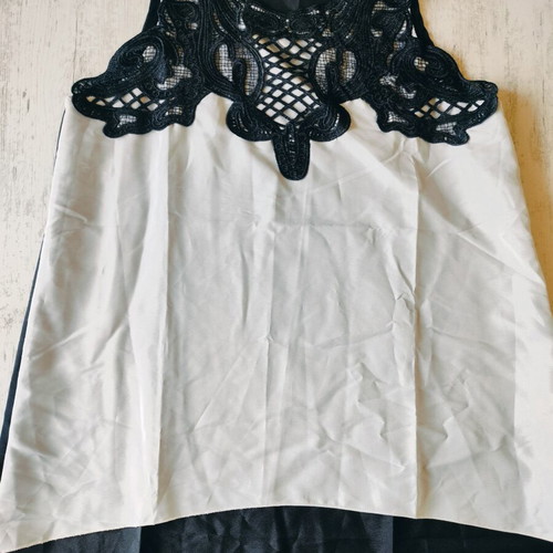 Summer women's tank top like new with embroidery, black and white, sizes M and L