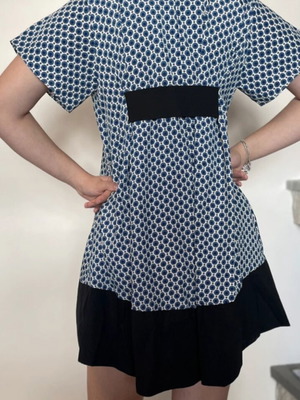 Manolo mini dress size S like new, white and blue