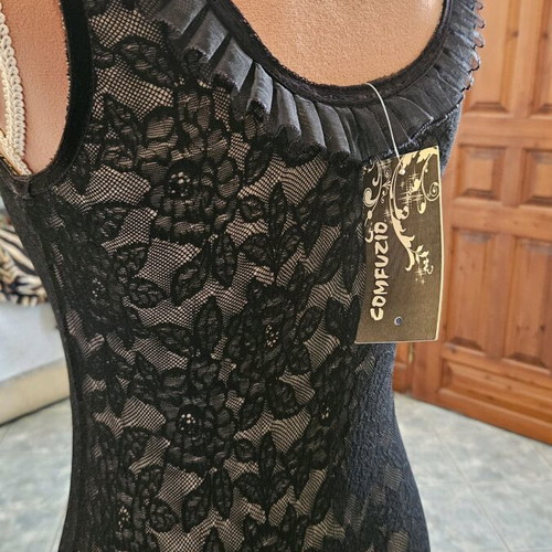 Black lace dress with beige lining size M new