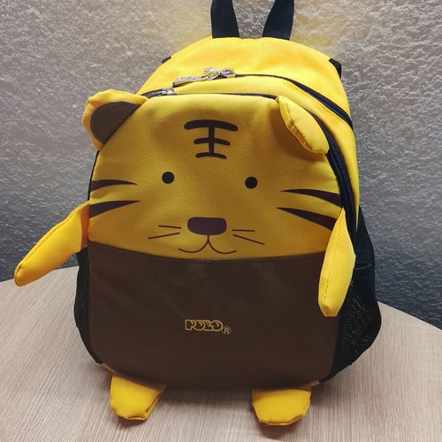 Children's tiger backpack used, Polo brown and yellow
