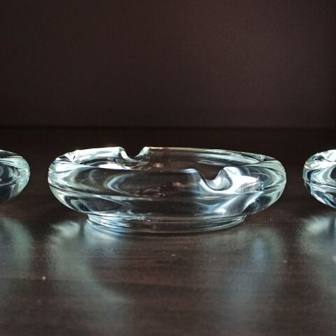 Glass Ashtrays Set of 3 Plus 1 Dewar's Collectible Used