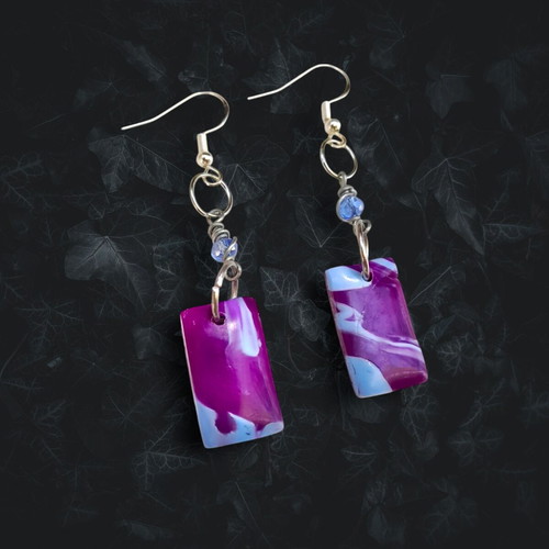 Square Earrings New Purple-Blue Recycled Hypoallergenic
