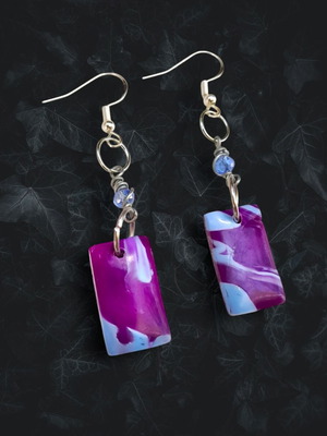 Square Earrings New Purple-Blue Recycled Hypoallergenic