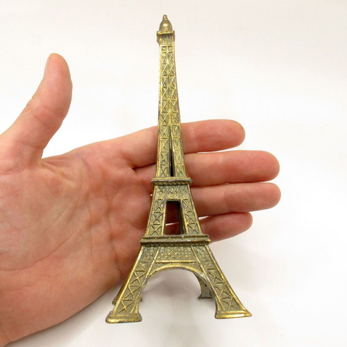 Vintage Eiffel Tower figure Paris France gold finish circa 1950–1970