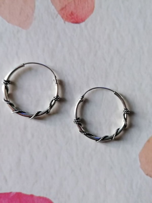 Silver 925 hoop earrings with twisted rope 20mm new