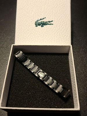 Βραχιόλι μαύρο σαν καινούργιο, full set, stainless steel, 20εκ