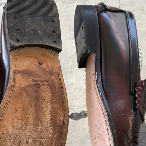 Loafer moccasins handmade leather used, brown, size 41