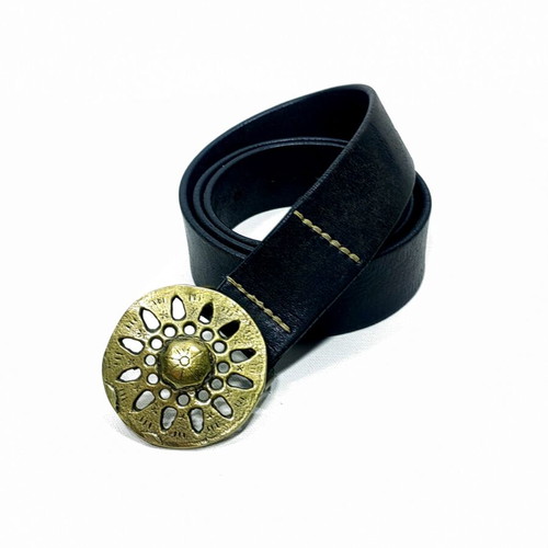 Alphabelts 95 Vintage Leather Belt with Brass Buckle