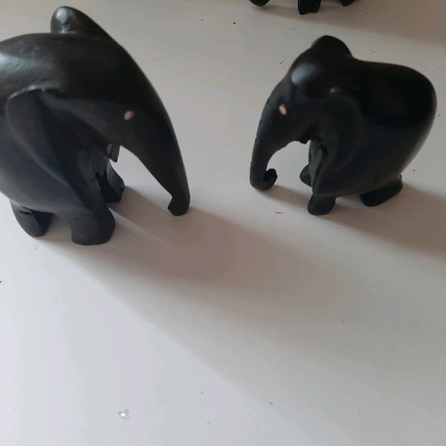 African figures used, set of 11, ebony wood