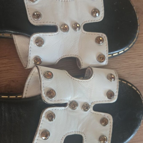 Haralas flip flops with strass used, size 37, white