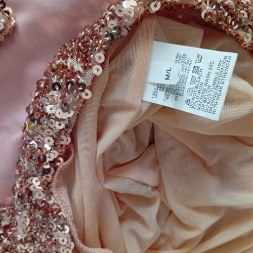 Embroidered Mini Dress with Gold Sequins, New, Size M-L