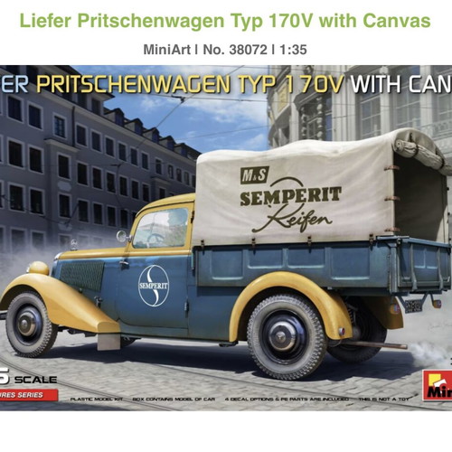 MiniArt Liefer Pritschenwagen Typ 170V with Canvas model kit new