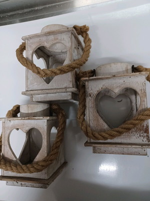 Wooden vintage lanterns set of 3 like new