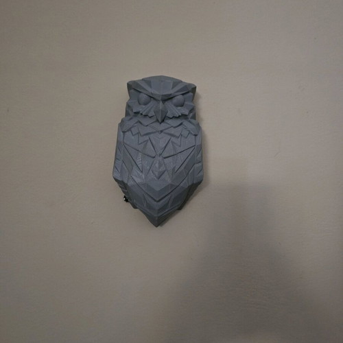 Owl wall light 3d printed, new, gray color
