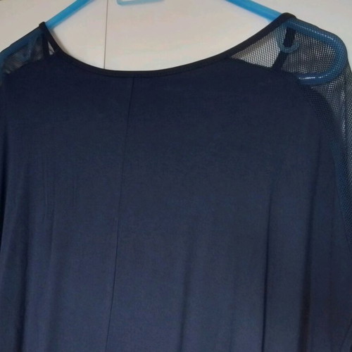 Summer blouse blue L/XL like new with design and mesh detail