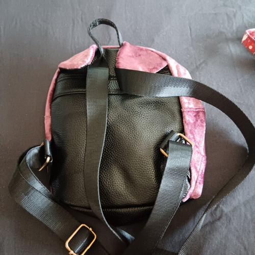 Pink furry bag with leopard animal print and pink velvet mini backpack like new