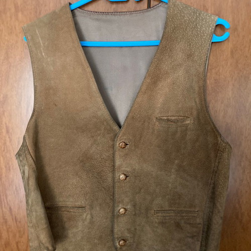 Leather women's vest used, brown, Libertee, size L
