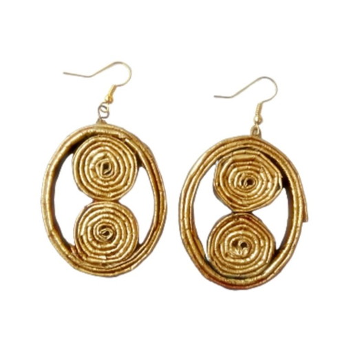 Large gold hoop earrings new handmade from recycled paper