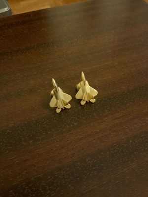 Fighter Jet gold-plated pins set of 2, new