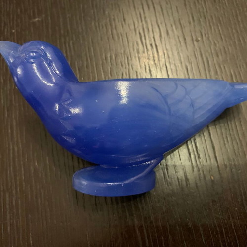 Decorative glass figurine bird-shaped blue color like new