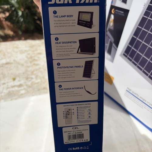 JORTAN 200W Solar Flood Light with Solar Panel new