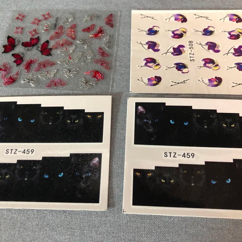 Water Nail Stickers and 3D Stickers Set of 4 New Full Nail