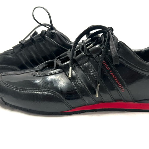 Y-3 Yoshi Yamamoto x adidas leather trainers used, size 38, black and red