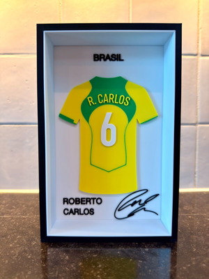 3D Frame Roberto Carlos Brasil Jersey New Collectible Decoration