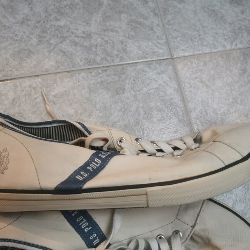 U.S. Polo Assn. fabric sneakers like new, size 45, white beige