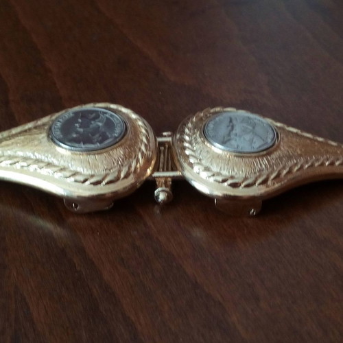Rare collectible double gold-plated Gutos belt buckle used
