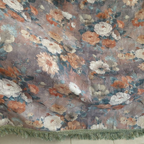 Vintage decorative floral fabric with fringes