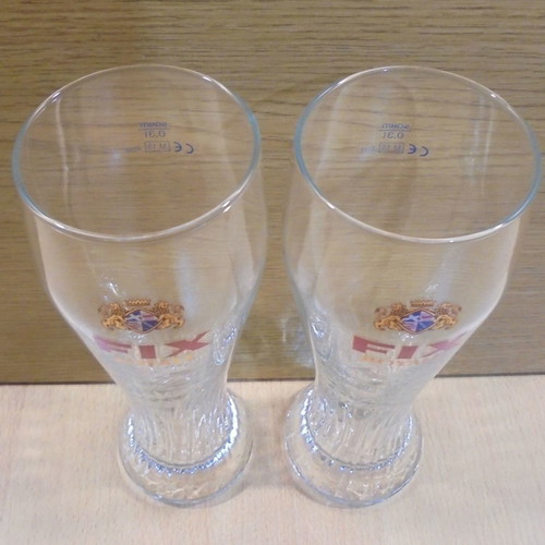 Fix Hellas Royale beer set of 2 used promotional glasses 300ml