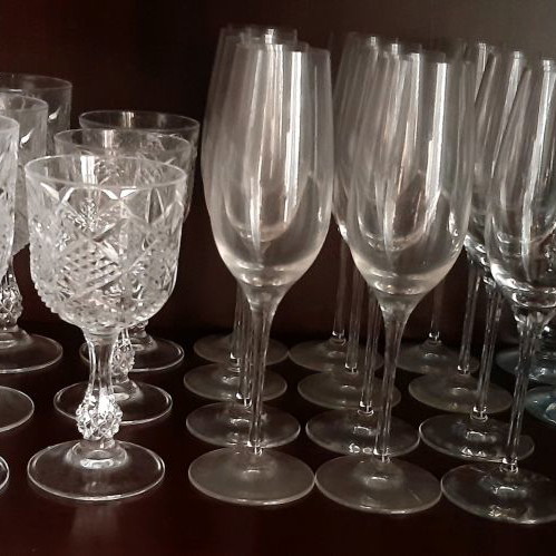 Crystal water glasses used, set of 6