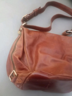Marino Orlandi leather shoulder bag used, brown, Italian