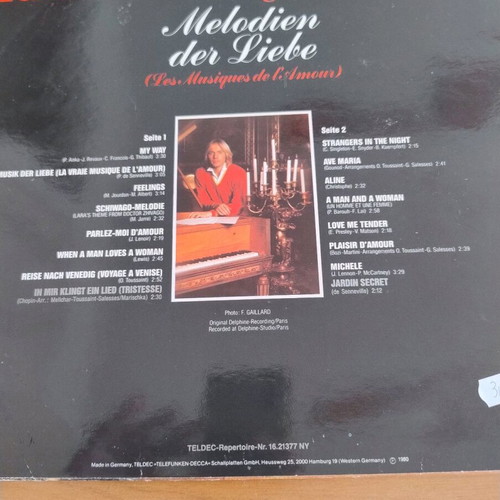 Richard Clayderman Melodie Der Liebe vinyl record like new