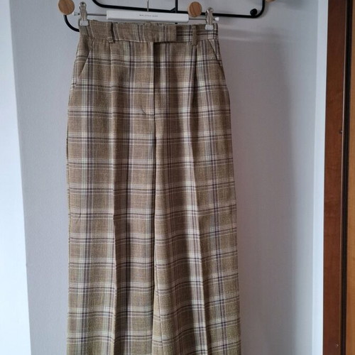 Zara checked pants like new, wide high-waisted, beige brown
