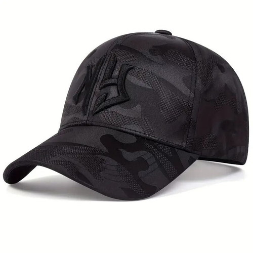 Baseball cap modern unisex hip hop with embroidered letters NY new, black