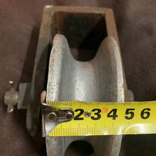 Nautical heavy-duty lifting pulley used, handmade construction