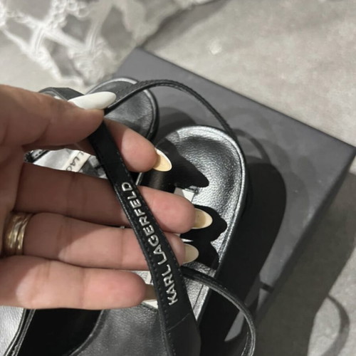Karl Lagerfeld ballerinas like new, leather, black-silver, size 36