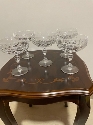 Crystal cocktail glasses set of 5 new vintage 13x10 cm