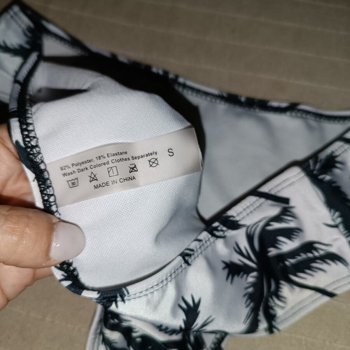Shein bikini bottom like new with tropical black palm print