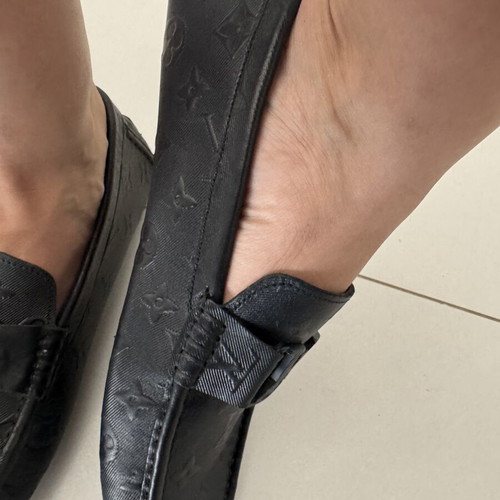 Louis Vuitton loafers size 42, black leather with monogram