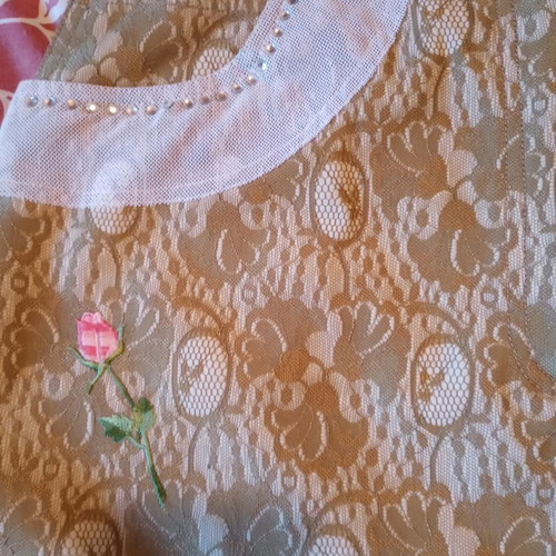 Vintage Mia Set (Size 48 / L-XL) – Jacket & Skirt with Lace Pattern, Embroidery & Rhinestones