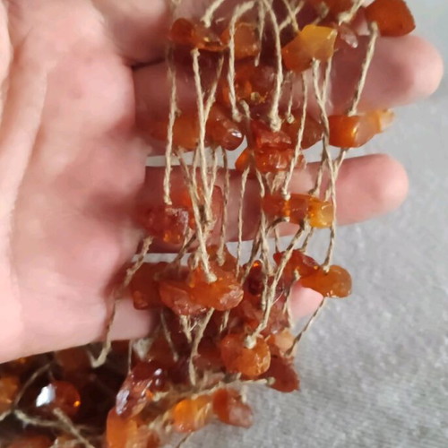 Natural amber necklace like new, multiple strands with natural twine
